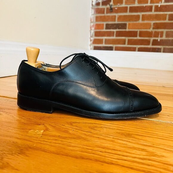 Salvatore Ferragamo Black Leather Cap Toe Oxford Dress Shoes US 9 Made in Italy main image 15